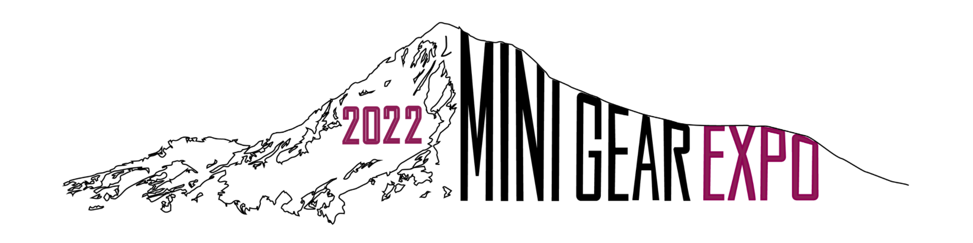 The Mini Gear Expo logo is a black outline of a PNW-inspired mountain with "2022 Mini Gear Expo" written inside the shape.